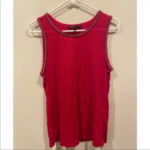 Maje Red Sleeveless Tank with Trim
